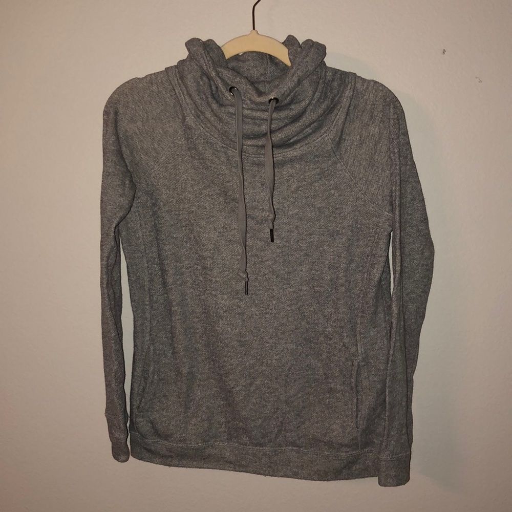 Funnel neck gray French terry sweatshirt w pockets